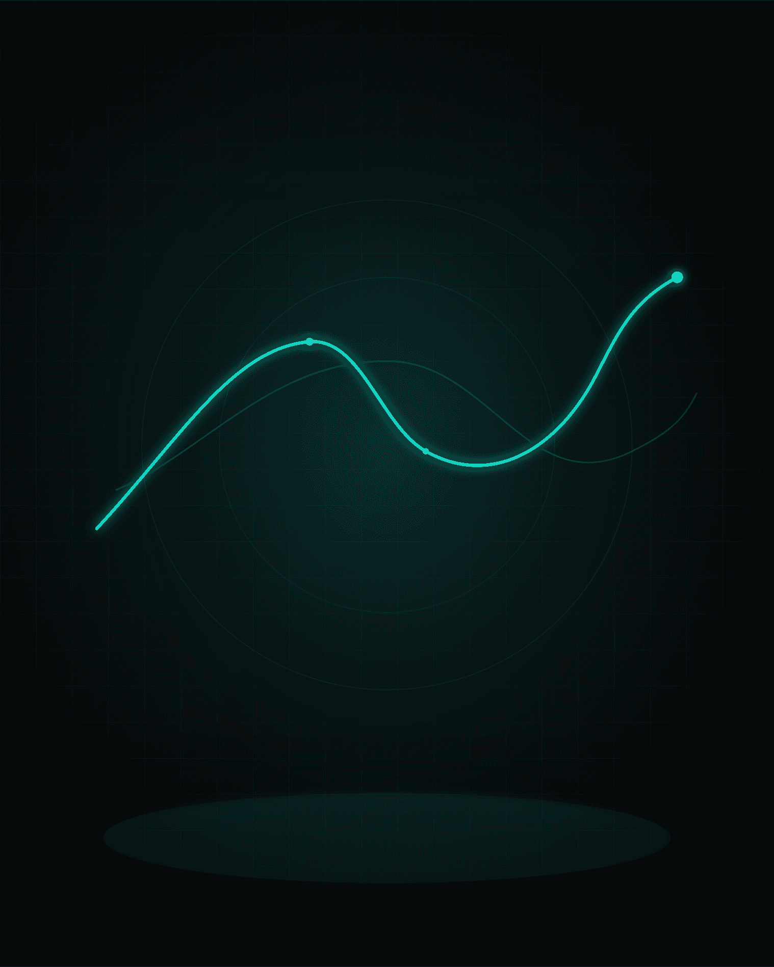 Abstract teal signal visualization representing Lodemark AI managed cloud infrastructure